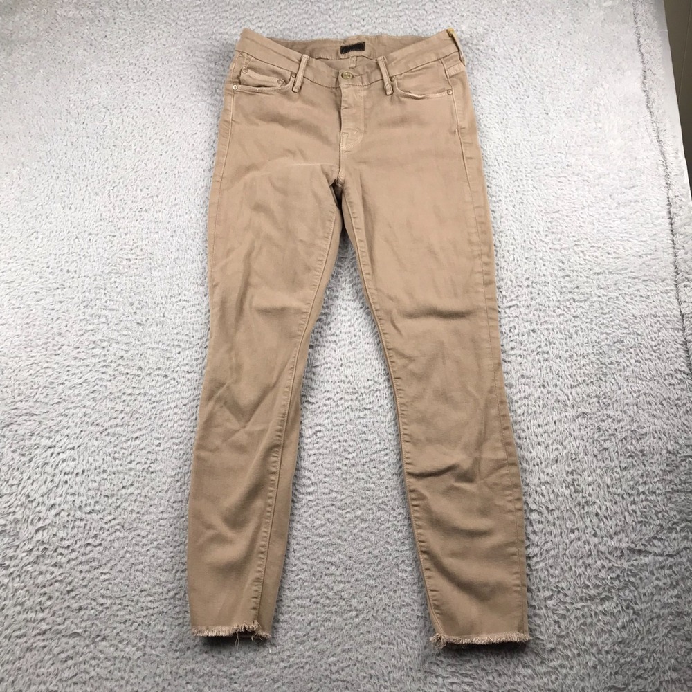 Mother Looker Ankle Fray Jeans Womens 28 (29x26) In Just For Kicks Brown Skinny